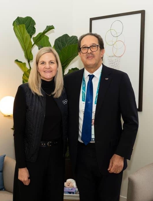Mustapha Berraf avec la Présidente du CIO Kirsty Coventry